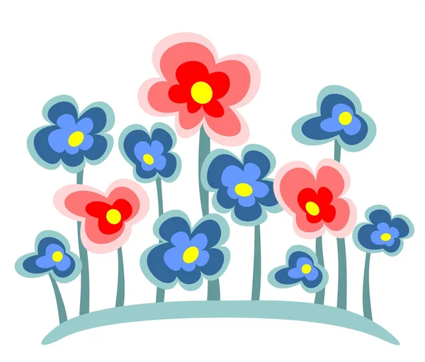 Niebieskie i różowe kwiaty — Zdjęcie stockowe