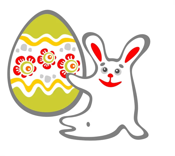 Oturma tavşan ve Paskalya yortusu yumurta — Stok fotoğraf