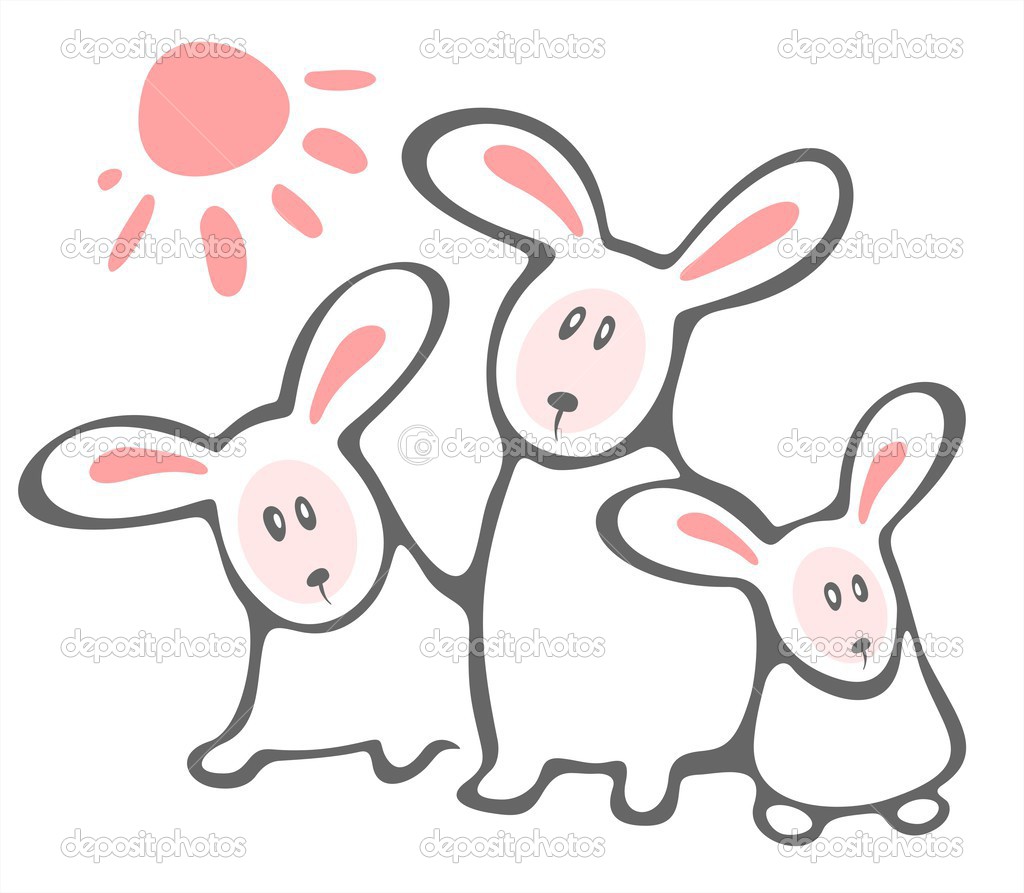 three rabbits and sun