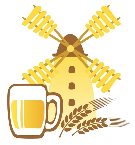 Bierkrug und Windmühle — Stockfoto