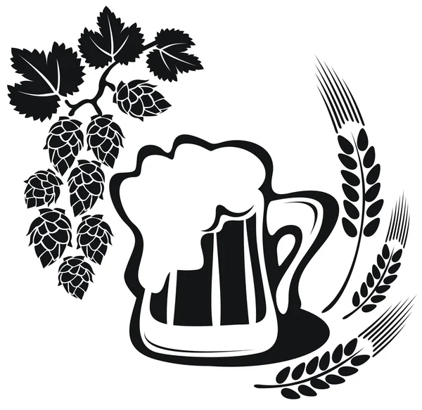Bier und Weizenähre — Stockfoto