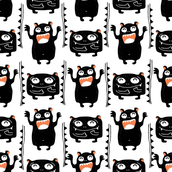 Des Monstres Mignons Illustration Vectorielle Des Caractères Halloween Design Plat — Image vectorielle