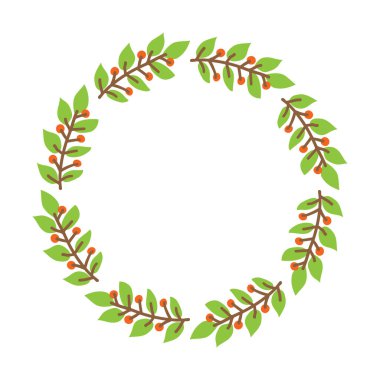 Sonbahar yapraklarıyla çevrili sınır beyaz arka planda izole edilmiş. Vektör çizimi. Broşür, poster, afiş, tebrik kartı ve fotoğraf çerçevesi için düz tasarım ögesi.