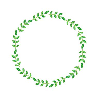 Beyaz arka planda izole edilmiş botanik desenli çember sınırları. Vektör çizimi. Broşür, poster, afiş, tebrik kartı ve fotoğraf çerçevesi için düz tasarım ögesi.