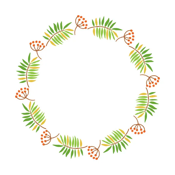 Cirkel Rand Met Herfstbladeren Geïsoleerd Witte Achtergrond Vector Illustratie Platte — Stockvector