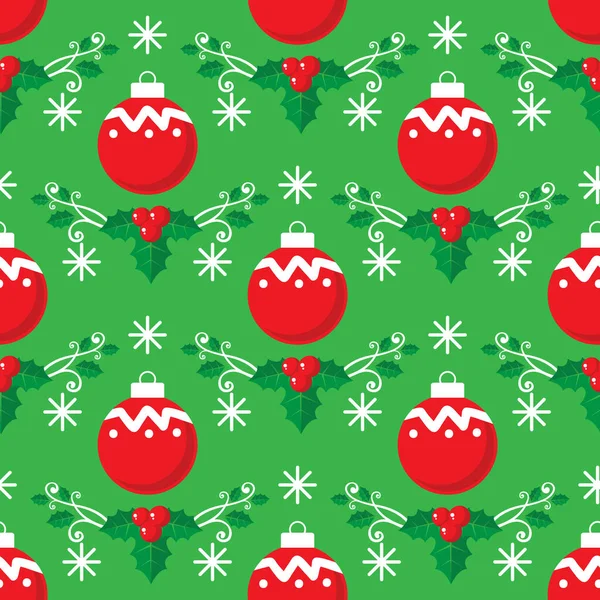 Noel toplarıyla kusursuz desen. Yılbaşı tatili ya da Noel vektör çizimi. Pankart, duvar kağıdı, ambalaj kağıdı veya kumaş için tasarım ögesi.