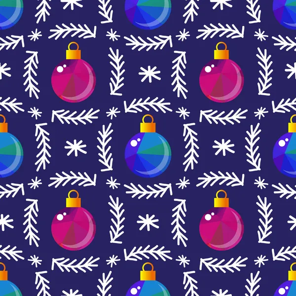 Modèle Sans Couture Avec Des Boules Noël Nouvel Vacances Illustration — Image vectorielle