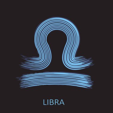 Zodiac burcu Terazi burcu siyah arka planda izole edilmiş. Zodiac takımyıldızı. Yıldız falı ve astrolojik tahminler için tasarım elemanı. Vektör illüstrasyonu.