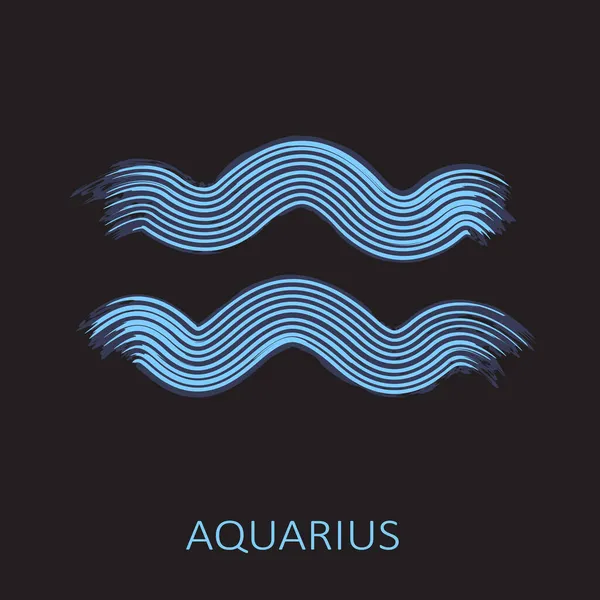 Zodiac Sign Aquarius Isolated Black Background Zodiac Constellation Design Element — Stock Vector
