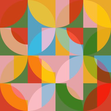 Renkli mozaik elementlere sahip soyut, pürüzsüz desen. Vektör çizimi. Pankart, ambalaj kağıdı, duvar kağıdı veya kumaş için tasarım.