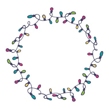 Beyaz arka planda izole edilmiş Noel çelengi sınırı. Tatil vektör illüstrasyonu.