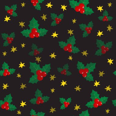 Kutsal dutlarla soyut ve kusursuz desen. Noel arkaplanı. Vektör çizimi. Paket kağıdı, duvar kağıdı, kapak, sunum ve kumaş için tasarım ögesi.