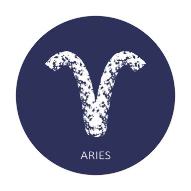 Zodiac sign Aries isolated on dark blue background. Zodiac constellation. Design element for horoscope and astrological forecast. Vector illustration.