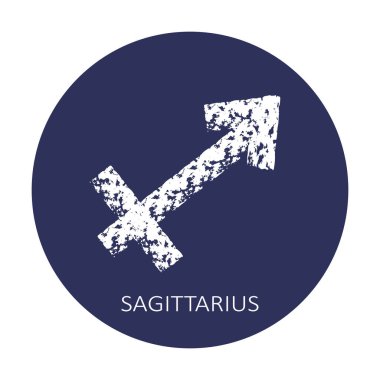 Zodiac sign Sagittarius isolated on dark blue background. Zodiac constellation. Design element for horoscope and astrological forecast. Vector illustration.