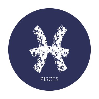 Zodiac sign Pisces isolated on dark blue background. Zodiac constellation. Design element for horoscope and astrological forecast. Vector illustration.