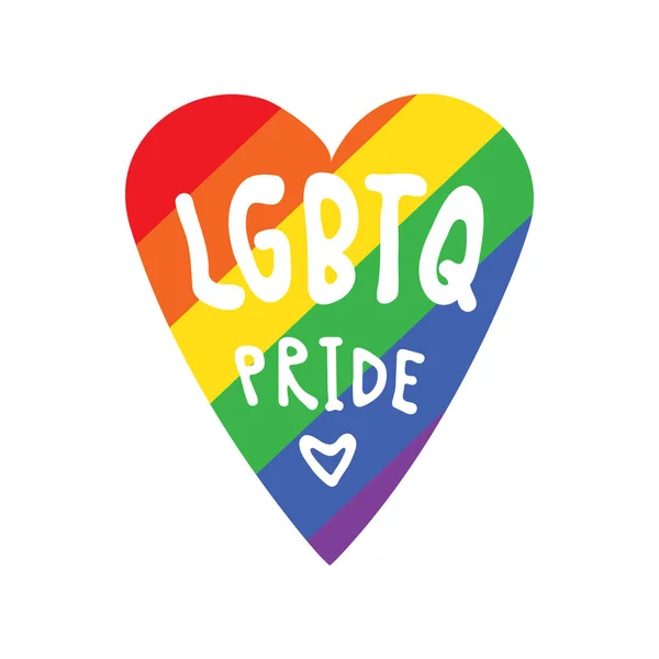 Lgbt Pride Symbol Gay Rainbow Heart Isolated White Pride Month — Vetor de Stock