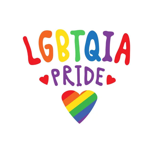 Lgbt Pride Symbol Gay Rainbow Heart Lettering Pride Month Vector — Vetor de Stock