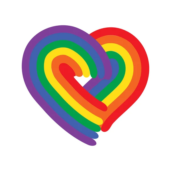 Lgbt Pride Symbol Gay Rainbow Heart Isolated White Pride Month — Vector de stock