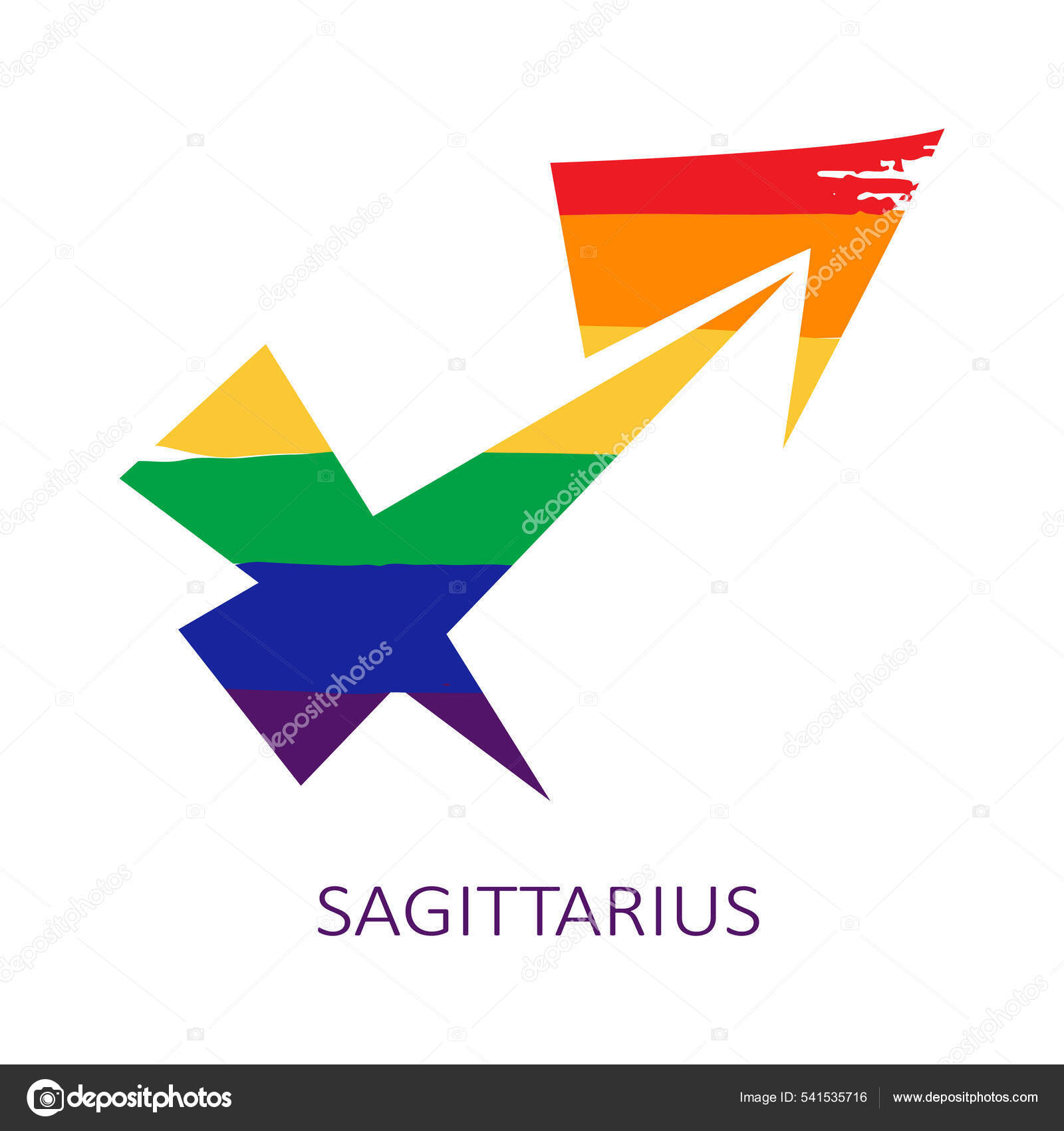 Zodiac Sign Sagittarius Isolated White Background Gay Rainbow Flag