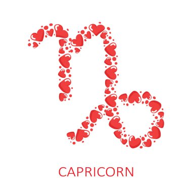 Burç burcu Oğlak, beyaz arka planda izole edilmiş. Zodiac takımyıldızı. Yıldız falı ve astrolojik tahminler için Sevgililer Günü illüstrasyonu. Vektör illüstrasyonu.