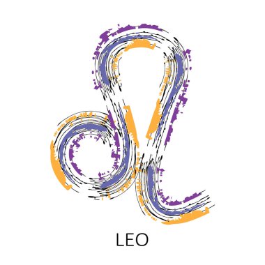 Leo beyaz arka planda izole edilmiş Zodiac işareti. Zodiac takımyıldızı. Yıldız falı ve astrolojik tahminler için tasarım elemanı. Vektör illüstrasyonu.