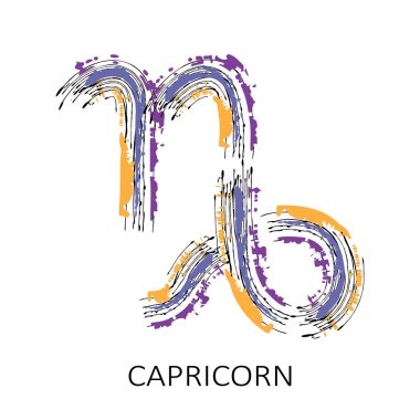 Burç burcu Oğlak, beyaz arka planda izole edilmiş. Zodiac takımyıldızı. Yıldız falı ve astrolojik tahminler için tasarım elemanı. Vektör illüstrasyonu.