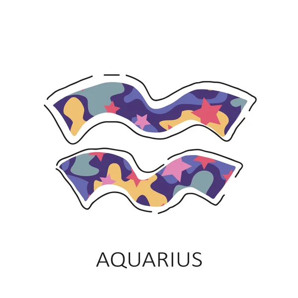 Zodiac Sign Aquarius Isolated White Background Woman Camo Trendy Colors — Stock Vector