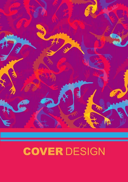 Abstraktní Barevný Zápisník Nebo Design Obalu Knihy Malý Dinosauří Maskovací — Stockový vektor