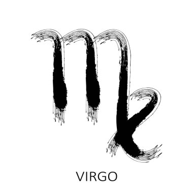 Burç işareti beyaz arka planda izole edilmiş Başak burcu. Zodiac takımyıldızı. Yıldız falı ve astrolojik tahminler için tasarım elemanı. Vektör illüstrasyonu.
