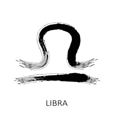 Terazi burcu işareti beyaz arka planda izole edilmiş. Zodiac takımyıldızı. Yıldız falı ve astrolojik tahminler için tasarım elemanı. Vektör illüstrasyonu.