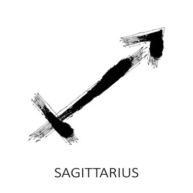 Zodiac işareti Sagittaruis beyaz arka planda izole edilmiş. Zodiac takımyıldızı. Yıldız falı ve astrolojik tahminler için tasarım elemanı. Vektör illüstrasyonu.
