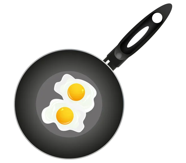 Fried eggs on pan — Stock Vector
