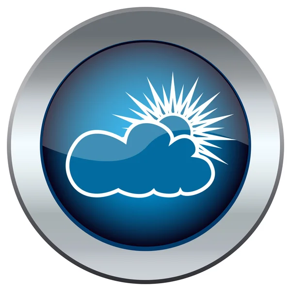 Κουμπί με την εικόνα του ήλιου και τα σύννεφα — Διανυσματικό Αρχείο