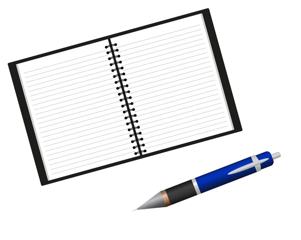 Ноутбук и ручка — стоковый вектор