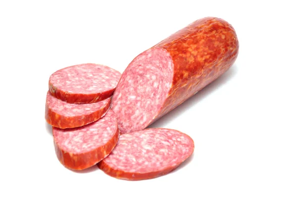 Saucisse sur fond blanc — Photo