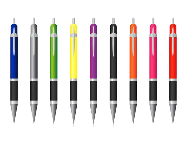 Set gekleurde pennen — Stockvector