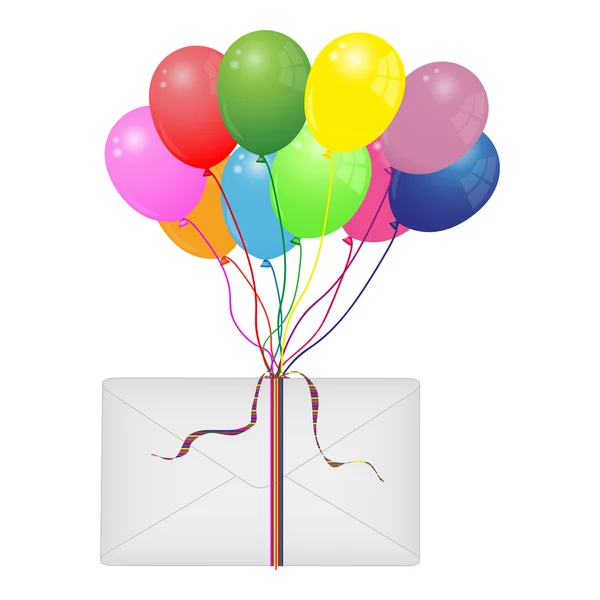 Balões coloridos e envelope —  Vetores de Stock