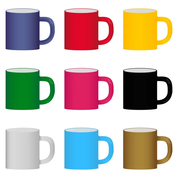 Ensemble de tasses colorées — Image vectorielle