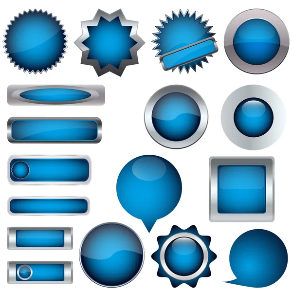 Conjunto de botones azules — Vector de stock
