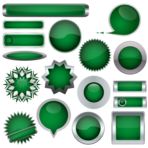 Uppsättning gröna knappar — Stock vektor