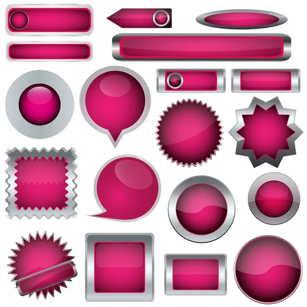 Conjunto de botones rosa — Vector de stock