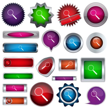 Büyüteç ile renkli düğme kümesi