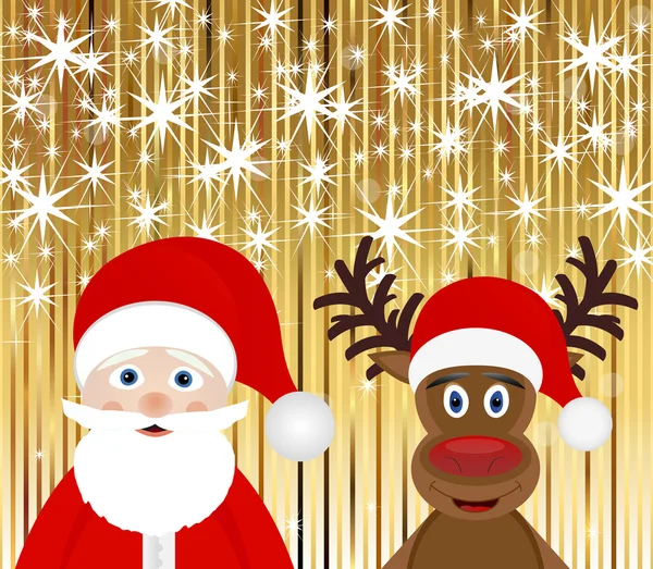 Weihnachtsmann und Weihnachtsrentier — Stockvektor