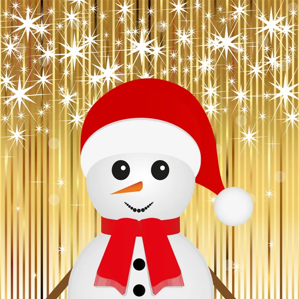 Snowman on a gold background — Stock Vector