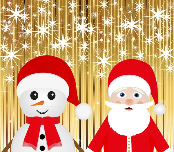 Santa y muñeco de nieve — Vector de stock