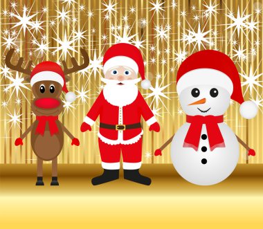 Noel Baba ve Noel reindeer kardan adam