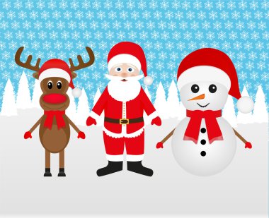 kardan adam, Noel Baba ve Noel reindeer