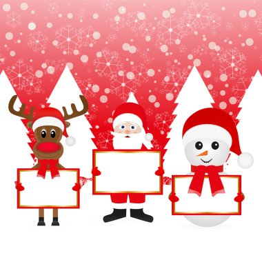 Noel Baba Noel geyiği ve kardan adam