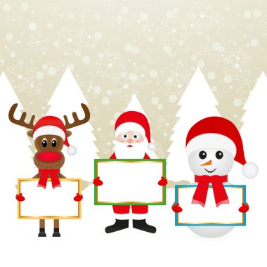 Noel Baba Noel reindeer ve kardan adam