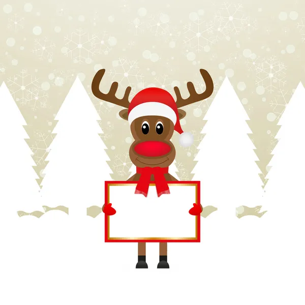 Noel reindeer ile afiş — Stok Vektör